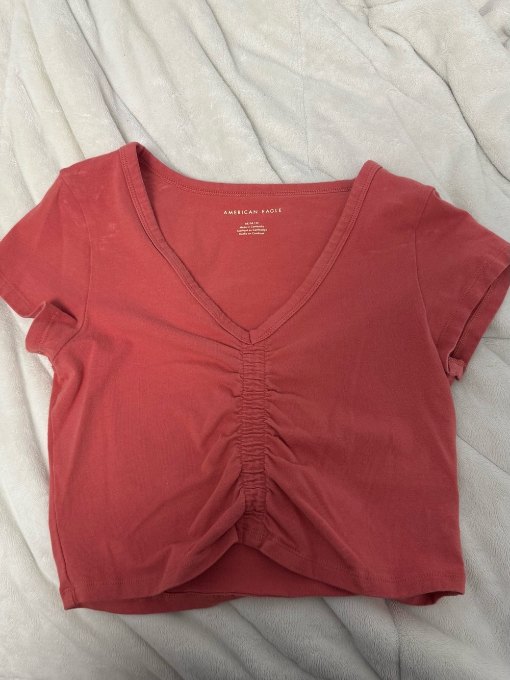 American Eagle Outfitters Rust Crop Top with Center Ruching